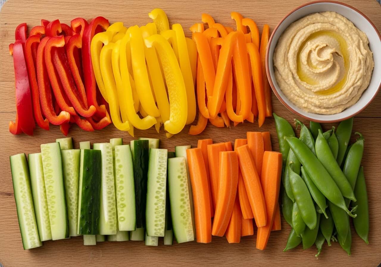 Vegetable sticks and hummus