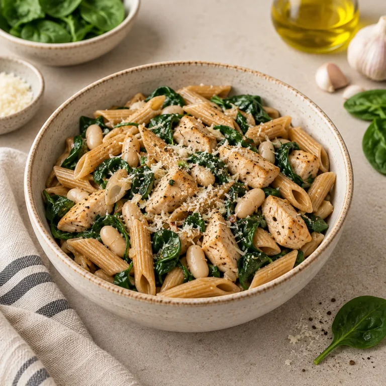 Pasta with Greens, Beans and Chicken