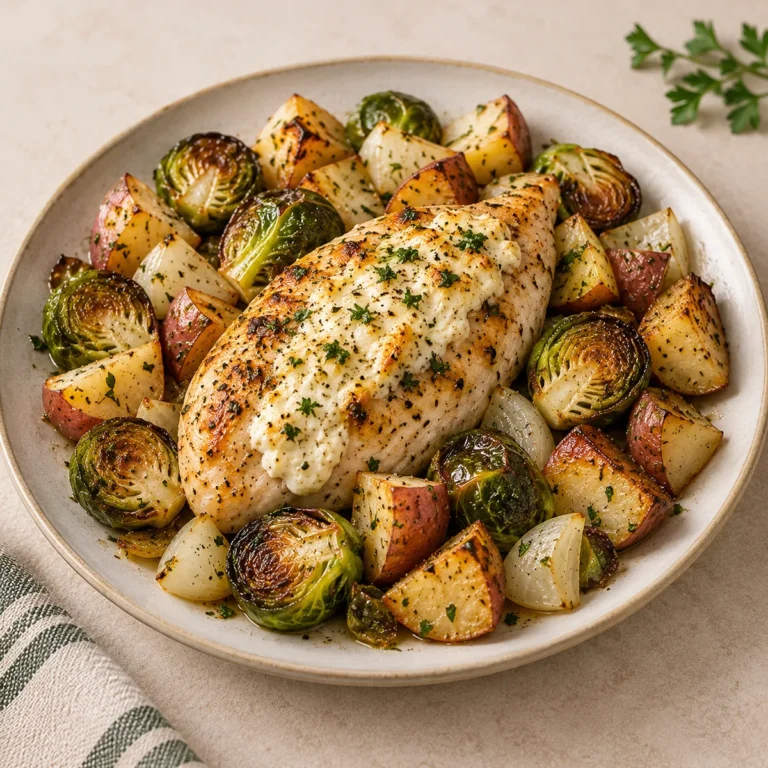 Roasted Brussels Sprouts, Potatoes and Chicken